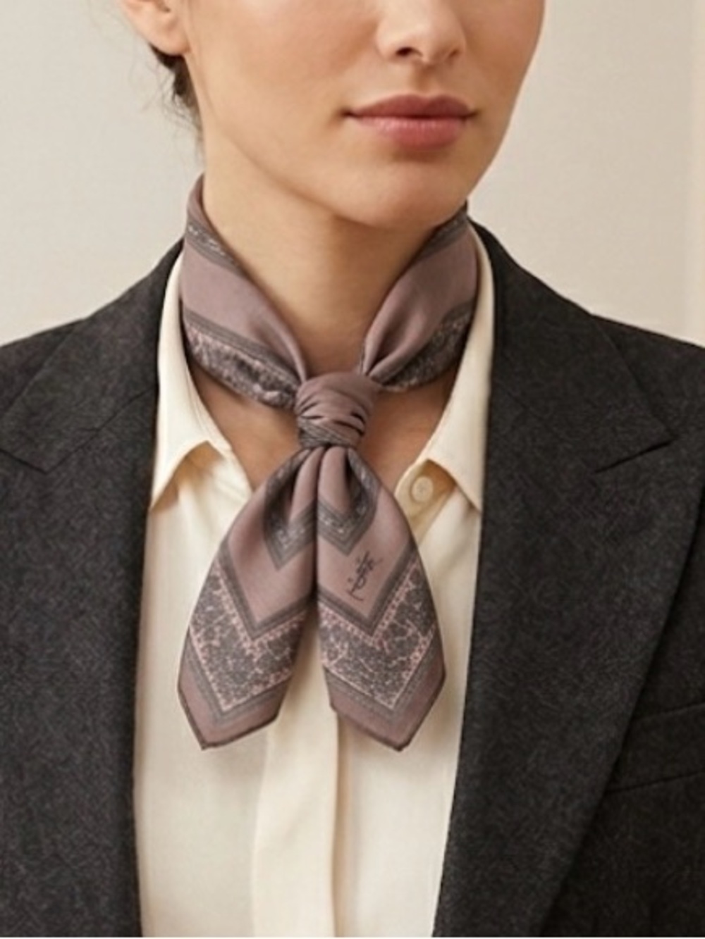 Yves Saint Laurent Brown Cotton Handkerchief with Dark Border